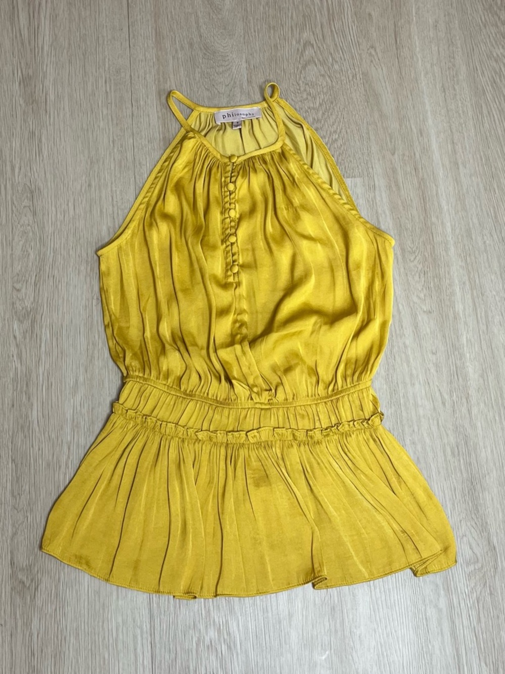 Philosophy Republic Mustard Yellow Halter Peplum Camisole